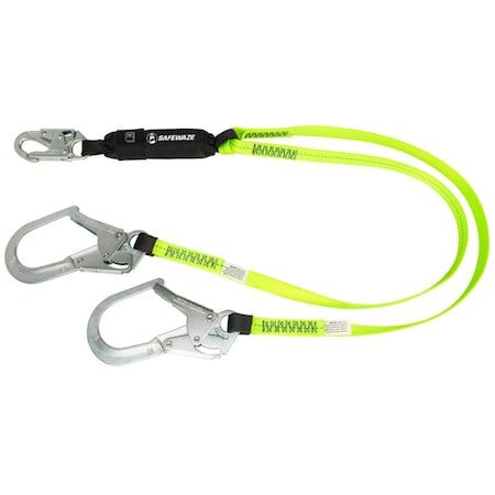 Safewaze PRO 4' Energy Absorbing Lanyard: Dual Leg, Rebar Hook FS566-4